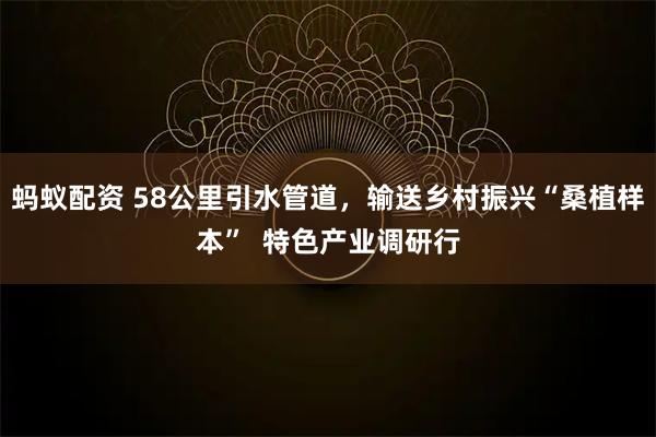 蚂蚁配资 58公里引水管道，输送乡村振兴“桑植样本”  特色产业调研行